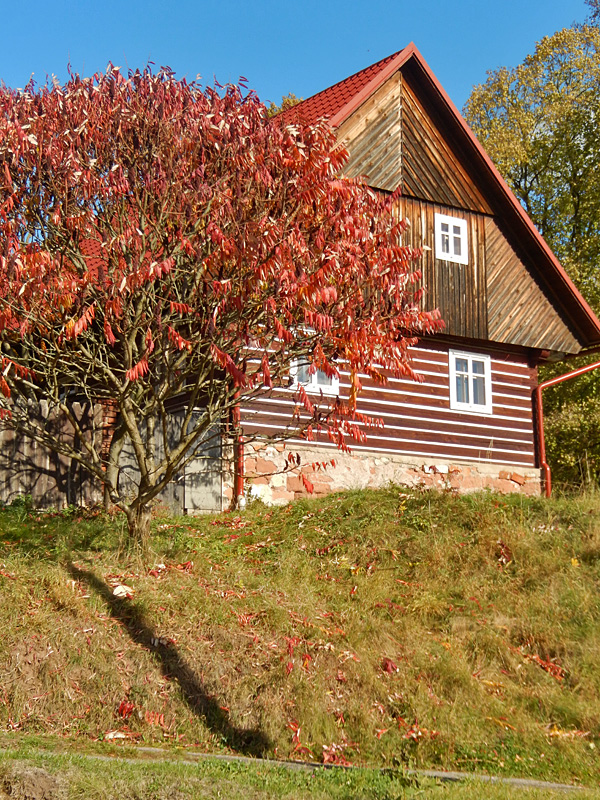 Holzhaus im typischen Baustil in Raatsch